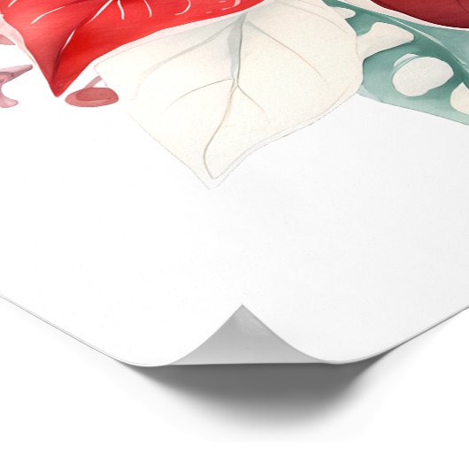 Grote mooie rode poinsettia kerstbloem poster (Hoek)