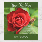 Grote mooie rode rozenbloem wijn etiket (Enkel label)