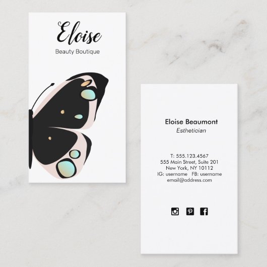 Grote mooie vlinder schoonheid visitekaartje (Voorkant / Achterkant)