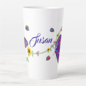 Grote mooie vlinders en bloemen latte Mok (Voorkant)