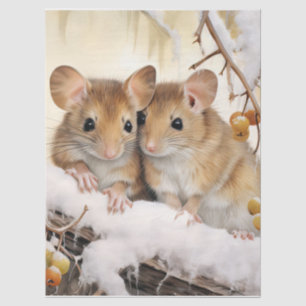 Grote Mooie Winter Muizen Decoupage Tissue Papier