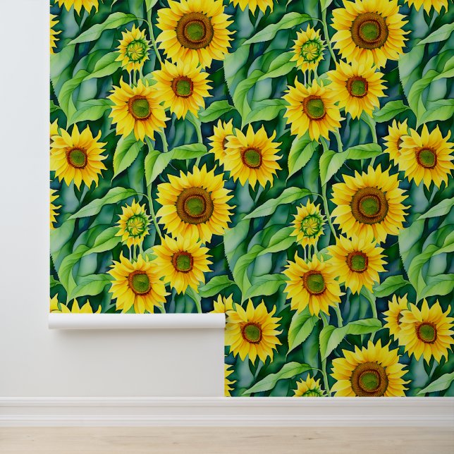 Grote Mooie Zonnebloemen Patroon Behang (Applicatie)