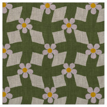 Grote Mos Abstract Bloem Grid Natuurlijk Linnen