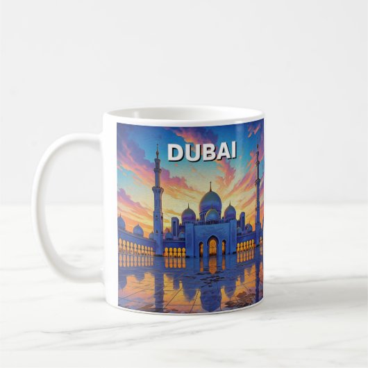 Grote Moskee van Dubai VAE Zonsondergang Koffiemok (Links)