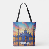 Grote Moskee van Dubai VAE Zonsondergang Tote Bag (Achterkant)