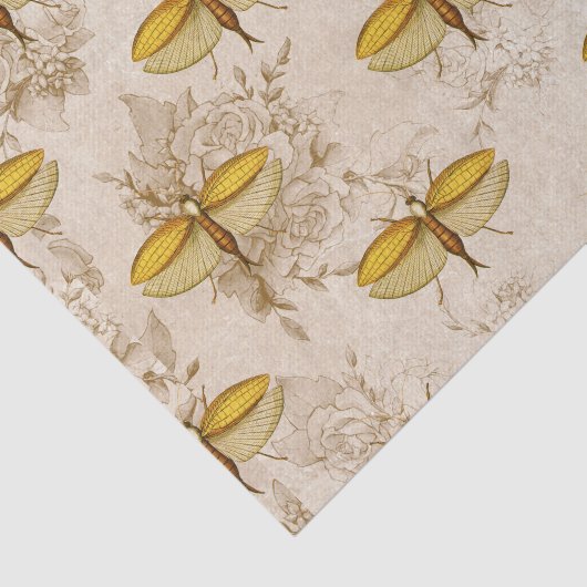 Grote mot en bloemen tissuepapier (Detail)