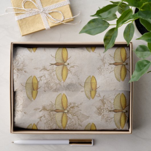 Grote mot en bloemen tissuepapier (Geschenk)