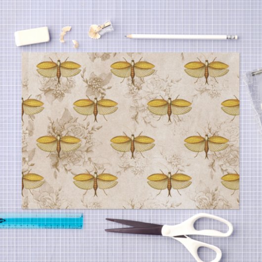 Grote mot en bloemen tissuepapier (Craft)