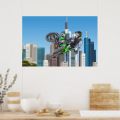 Grote motocross-sprong in NYC Poster (Keuken)
