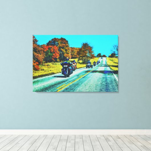 Grote Motorrijders Road Trip Canvas Kunst (Insitu (Houten vloer))