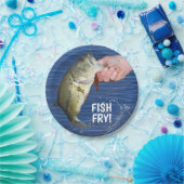 Grote Mouth Bass Fish Fry! Papieren Bordje (Feest)