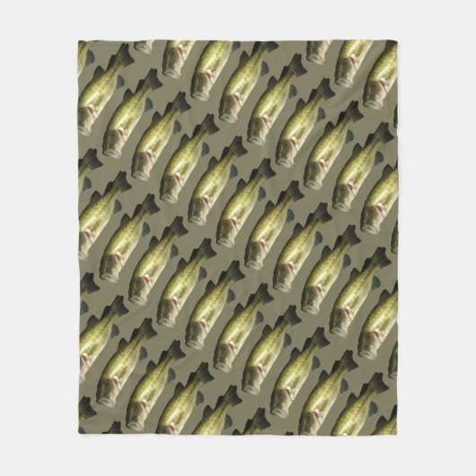 Grote Mouth Bass Fish Pattern Hunter Groen Mannen Fleece Deken (Voorkant)