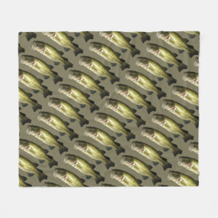 Grote Mouth Bass Fish Pattern Hunter Groen Mannen Fleece Deken