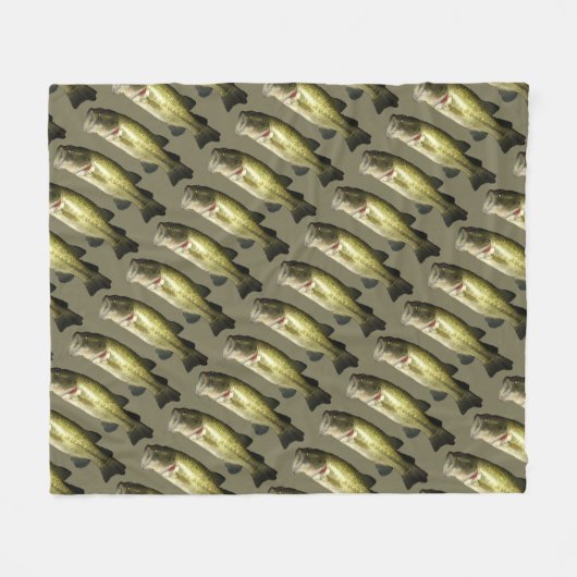 Grote Mouth Bass Fish Pattern Hunter Groen Mannen Fleece Deken (Voorkant (Horizontaal))