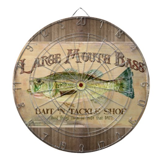 Grote Mouth Bass Fisherman Cabin Wood Boards Dartbord (Voorkant)
