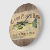 Grote Mouth Bass Fisherman Cabin Wood Boards Grote Klok (Hoek)
