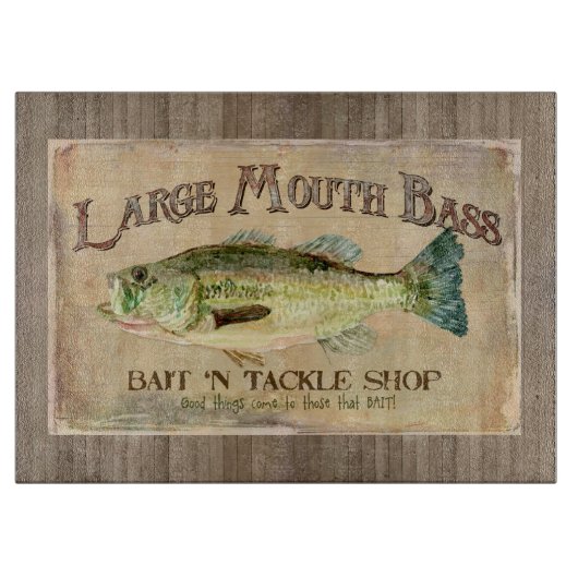 Grote Mouth Bass Fisherman Cabin Wood Boards Snijplank (Voorkant)