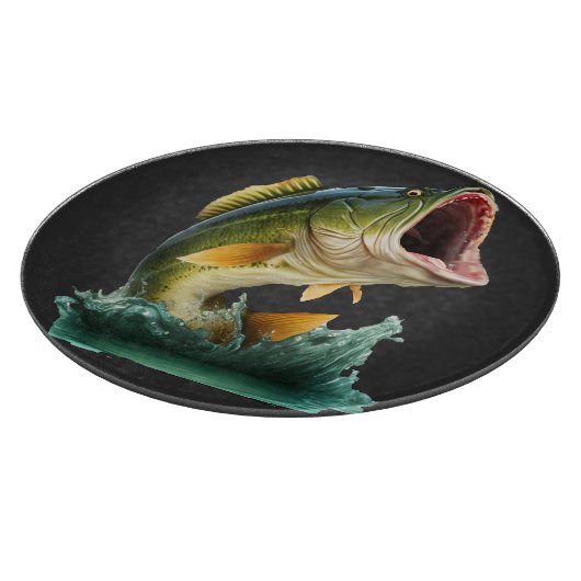 Grote Mouth Bass ontploft uit het water Snijplank (Hoek)