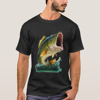 Grote Mouth Bass ontploft uit het water T-shirt