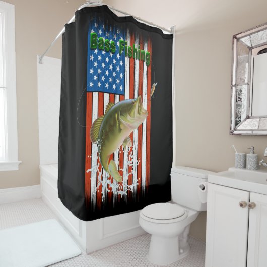 Grote Mouth Bass Vissen VS Douchegordijn (In situ)