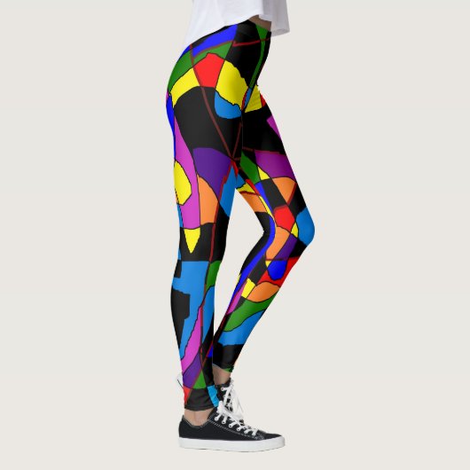 GROTE MOZAÏEK GEMENGDE GEKLEURDE PATRONEN LEGGINGS (Rechts)