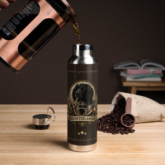 Grote Munsterlander (logo) Waterfles (Koffie (Gedraaid)  )