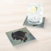 Grote Münsterlander met fazant Glazen Onderzetter (Schuin)