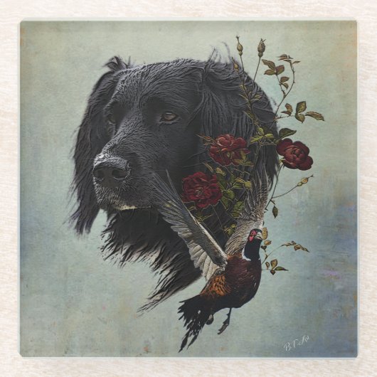 Grote Münsterlander met fazant Glazen Onderzetter (Voorkant)