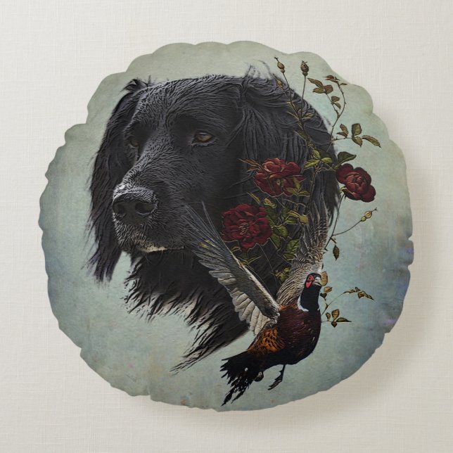 Grote Münsterlander met fazant Rond Kussen (Voorkant)