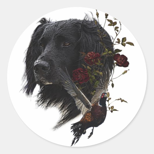 Grote Münsterlander met fazant Ronde Sticker (Voorkant)