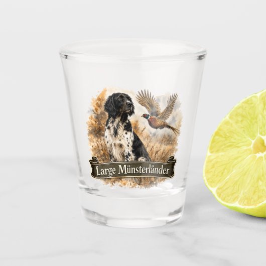 Grote Münsterländer met fazant Shot Glas (Voorkant)