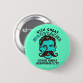 Grote Mustache Ronde Button 5,7 Cm (Voorkant /achterkant)