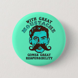 Grote Mustache Ronde Button 5,7 Cm