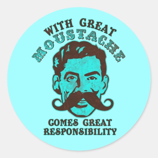 Grote Mustache Ronde Sticker (Voorkant)