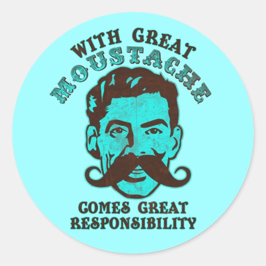 Grote Mustache Ronde Sticker (Voorkant)