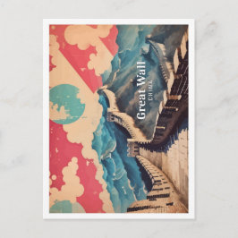 Grote Muur China Pop Kunst Reizen Illustratie Briefkaart