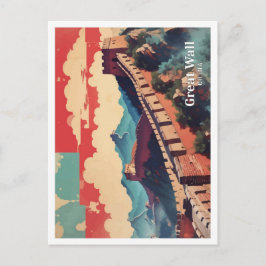 Grote Muur China Pop Kunst Reizen Illustratie Briefkaart