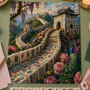 Grote Muur Mahjong Tegel Schitterend Bloemmotief P Legpuzzel