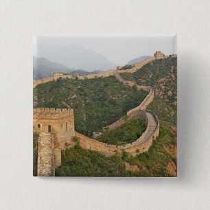 Grote Muur van China bij Jinshanling, China, Azië Vierkante Button 5,1 Cm