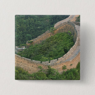 Grote Muur van China bij Jinshanling, China. Vierkante Button 5,1 Cm