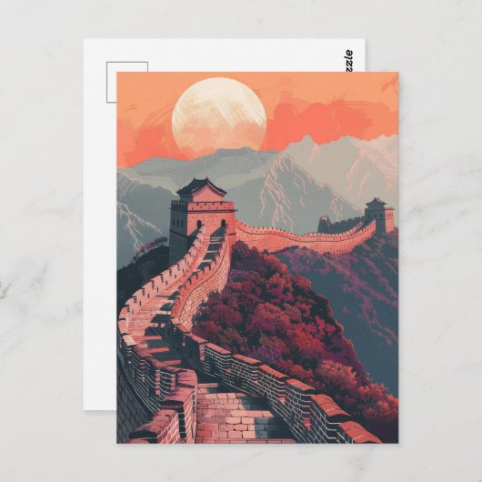Grote muur van China Briefkaart (Voorkant / Achterkant)