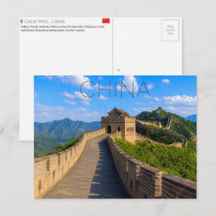 Grote Muur van China, China Reisansichtkaart Briefkaart
