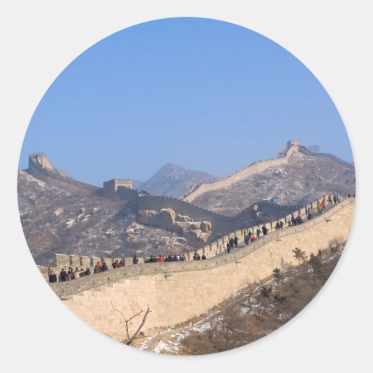 Grote Muur van China in de winter Ronde Sticker (Voorkant)
