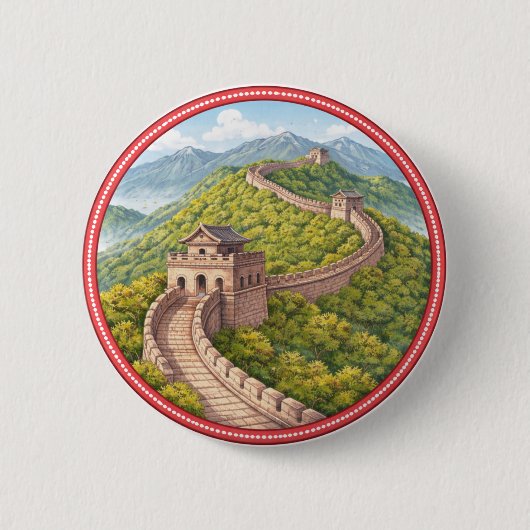 Grote Muur van China Knop Ronde Button 5,7 Cm (Voorkant)