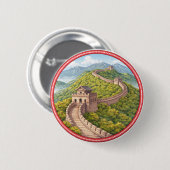 Grote Muur van China Knop Ronde Button 5,7 Cm (Voorkant /achterkant)