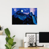 Grote muur van China met maan Poster (Thuiskantoor)