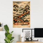 Grote Muur van China Oude Reis Poster (Thuiskantoor)