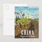 Grote muur van China reis poster Aankondigingskaart (Voorkant / Achterkant)