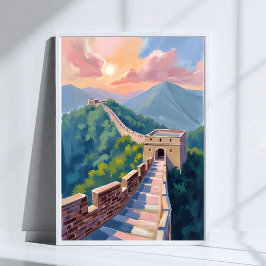 Grote Muur van China | Reis Schilderij Poster