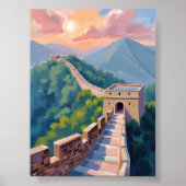 Grote Muur van China | Reis Schilderij Poster (Voorkant)
